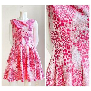 Ports Pink Abstract Print Short Fit and Flare Summer Sleeveless Dress 6